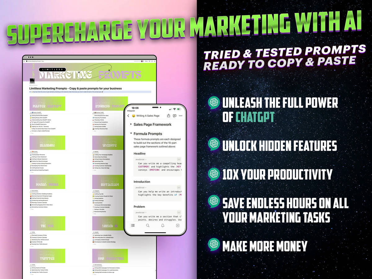 1300+ ChatGPT Marketing Prompt Pack